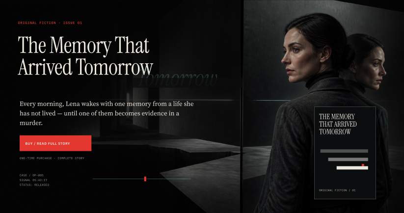 科幻小说读者发现页原型,展示《The Memory That Arrived Tomorrow》